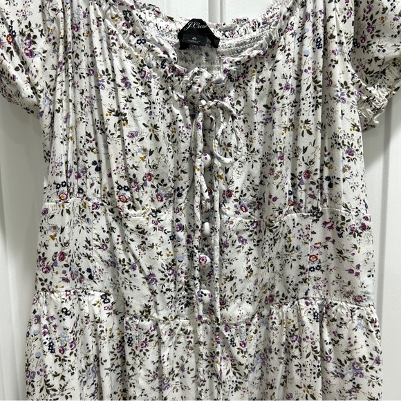 J. Crew Floral Mini Peasant Dress Size 6 with Puff Sleeves - Picture 4 of 8